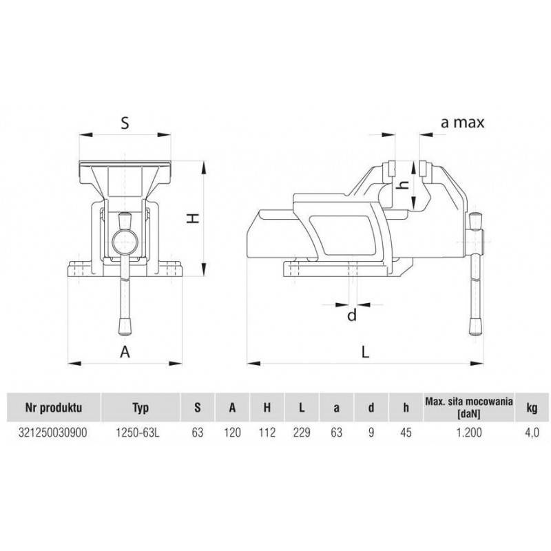 Bison 1250-63L Imadło ślusarskie 63 mm Polskie