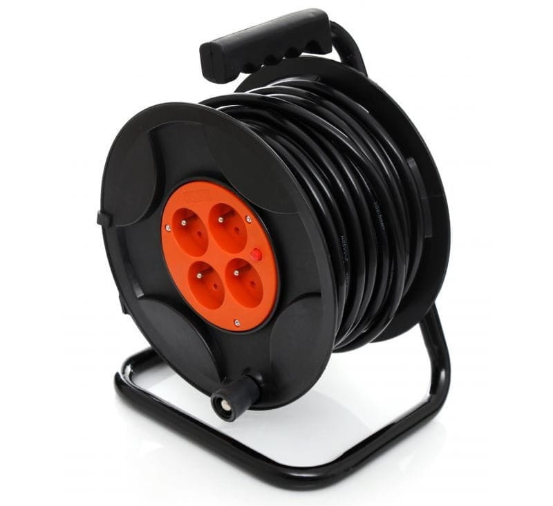 Kraft&Dele KD4017 Przedłużacz ogrodowy bębnowy na bębnie zwijany czarny 25m