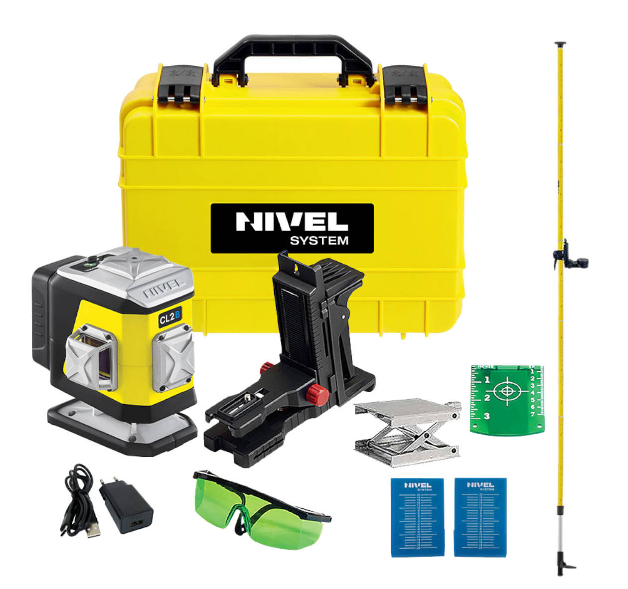 Nivel System CL2B Laser krzyżowy niebieski+ tyczka