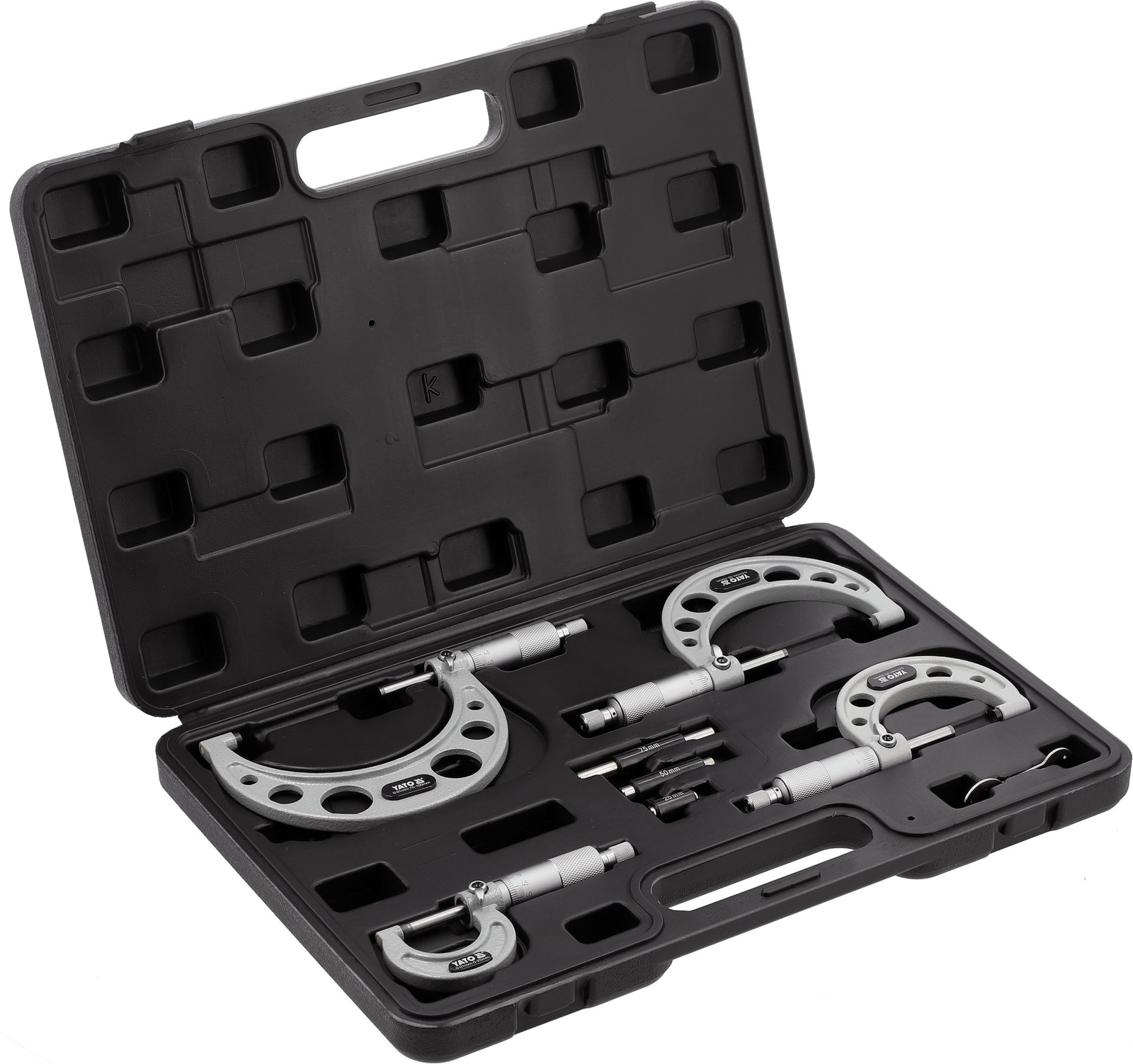 Yato YT-72304 Zestaw czterech mikrometrów zewnętrznych walizka 0-100 mm