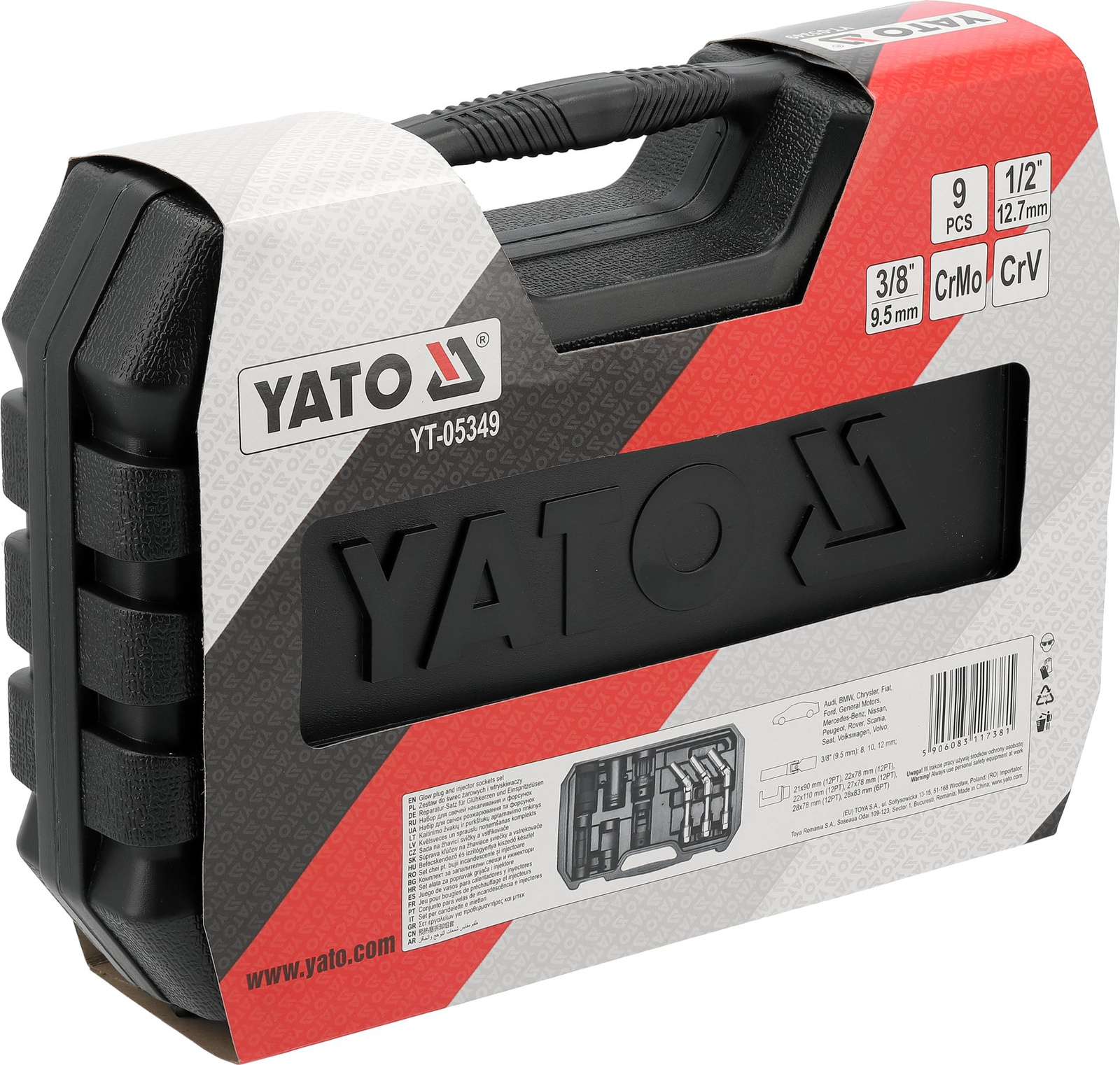 Yato YT-05349 Zestaw nasadek klucze do obsługi świec żarowych 9 el