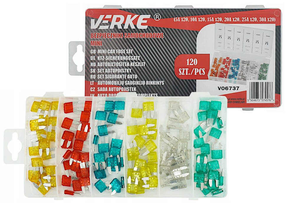 Verke V06737 Bezpieczniki płytkowe mini 5A-30A