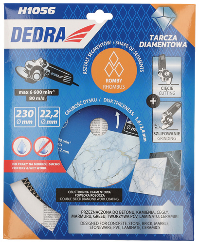 DEDRA H1056 TARCZA DIAMENTOWA 230mm ROMBY