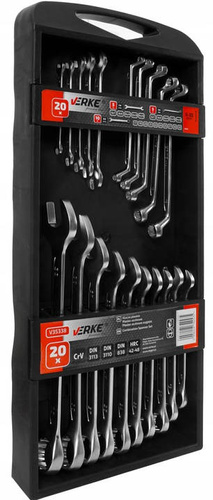 Verke V35338 Klucze pł-oczk, płaskie 20 el. 6-32mm