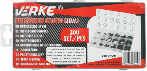 Verke V06725 Pierścienie Segera zew. 300 szt.