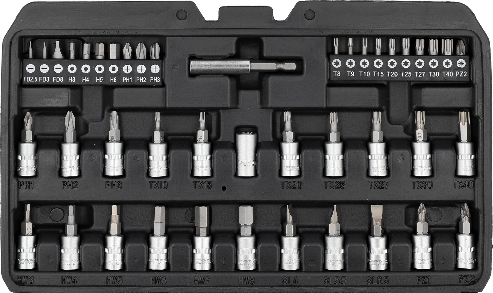 Yato YT-14502 Zestaw narzędziowy bity nasadki walizka narzędziowa 1/4" 68 e