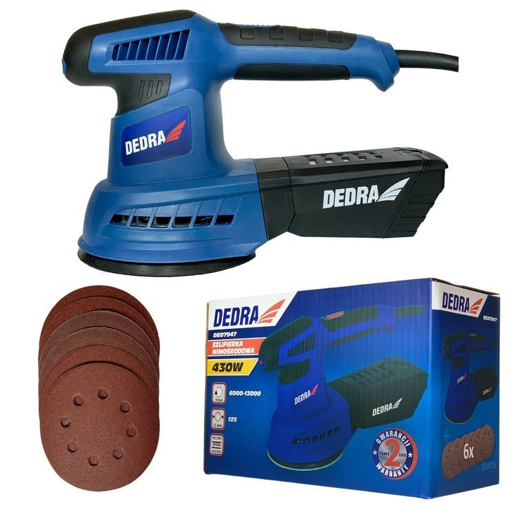DEDRA DED7947 Szlifierka Mimośrodowa + 6 tarcz