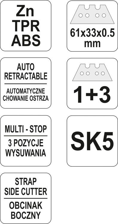 YATO YT-75201 NOŻYK Z WYSUWANYM OSTRZEM TRAPEZOWYM