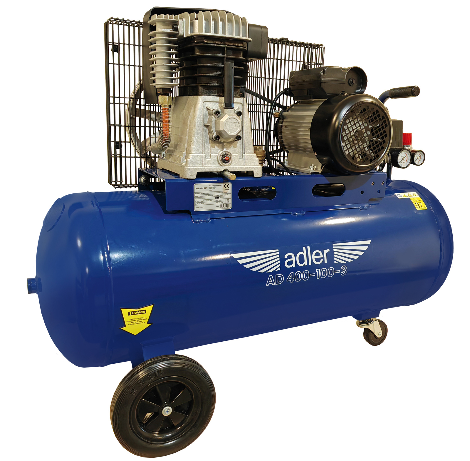 Adler AD 400-100-3 Sprężarka dwutłokowa 100l 10bar