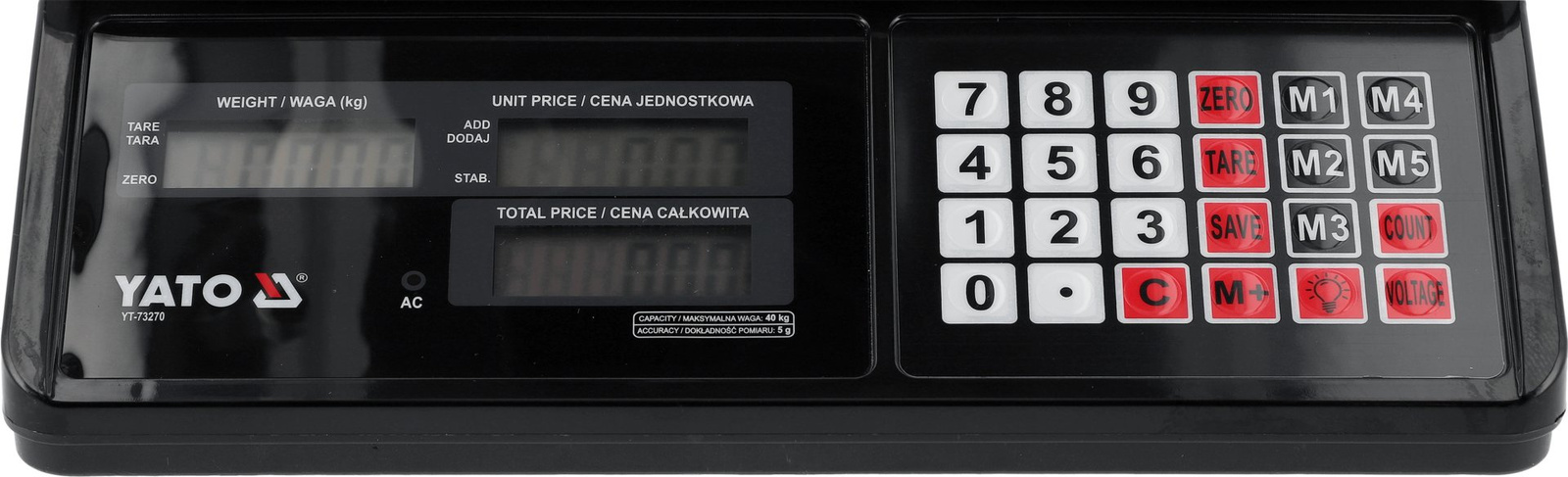 Yato YT-73270 Elektroniczna waga sklepowa magazynowa LCD 40 kg 5 g