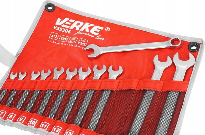 Verke V35306 Klucze płasko-oczkowe 12 el. 6-22mm