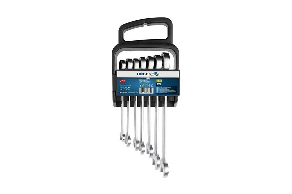 Hogert HT1R397 Klucze płasko-oczkowe 7 szt 10-19mm