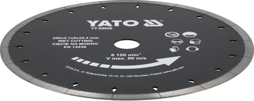 Yato YT-59956 Tarcza diamentowa do ceramiki i twardego gresu 250 / 25,4 mm