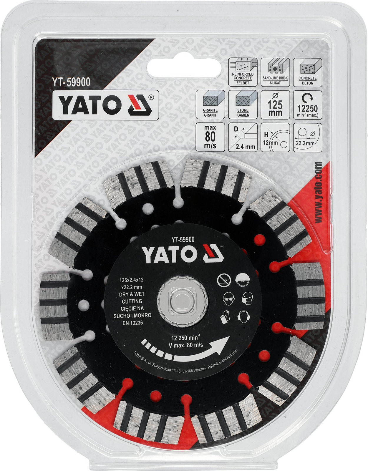 Yato YT-59900 Tarcza do cięcia żelbetu beton kamień sucho/mokro 125 mm