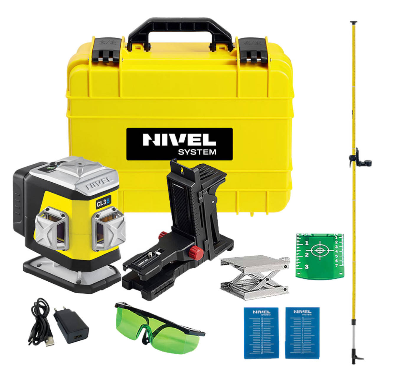 Nivel System CL3B Laser krzyżowy niebieski+ tyczka