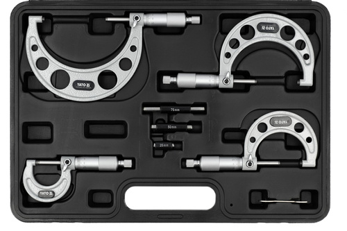 Yato YT-72304 Zestaw czterech mikrometrów zewnętrznych walizka 0-100 mm