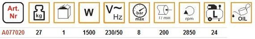 Pansam A077020 Kompresor olejowy 1,5kW 8bar 4l