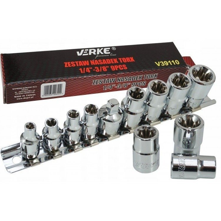 Verke Premium V39110 Nasadki TORX 1/2''-3/8'' 9 el