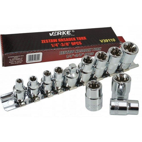 Verke Premium V39110 Nasadki TORX 1/2''-3/8'' 9 el