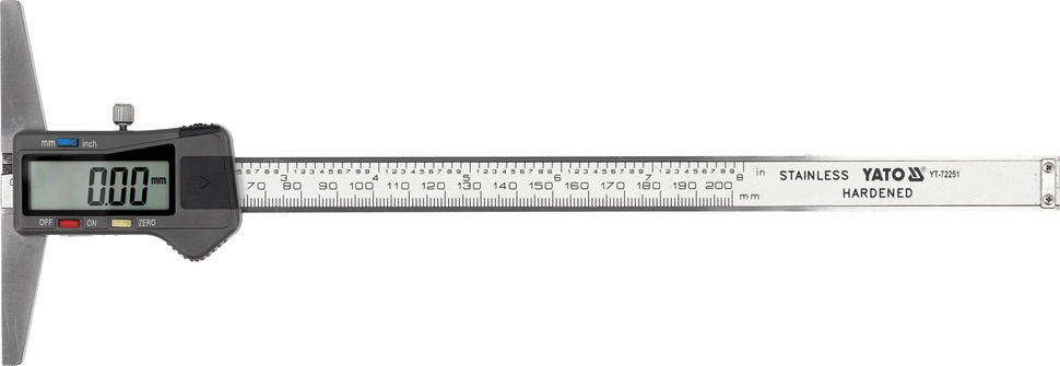 Yato YT-72251 Głębokościomierz elektroniczny cyfrowy kasetka LCD 0-200 mm