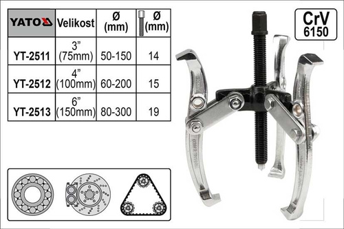 YATO YT-2512 ŚCIĄGACZ TRÓJRAMIENNY 100 MM