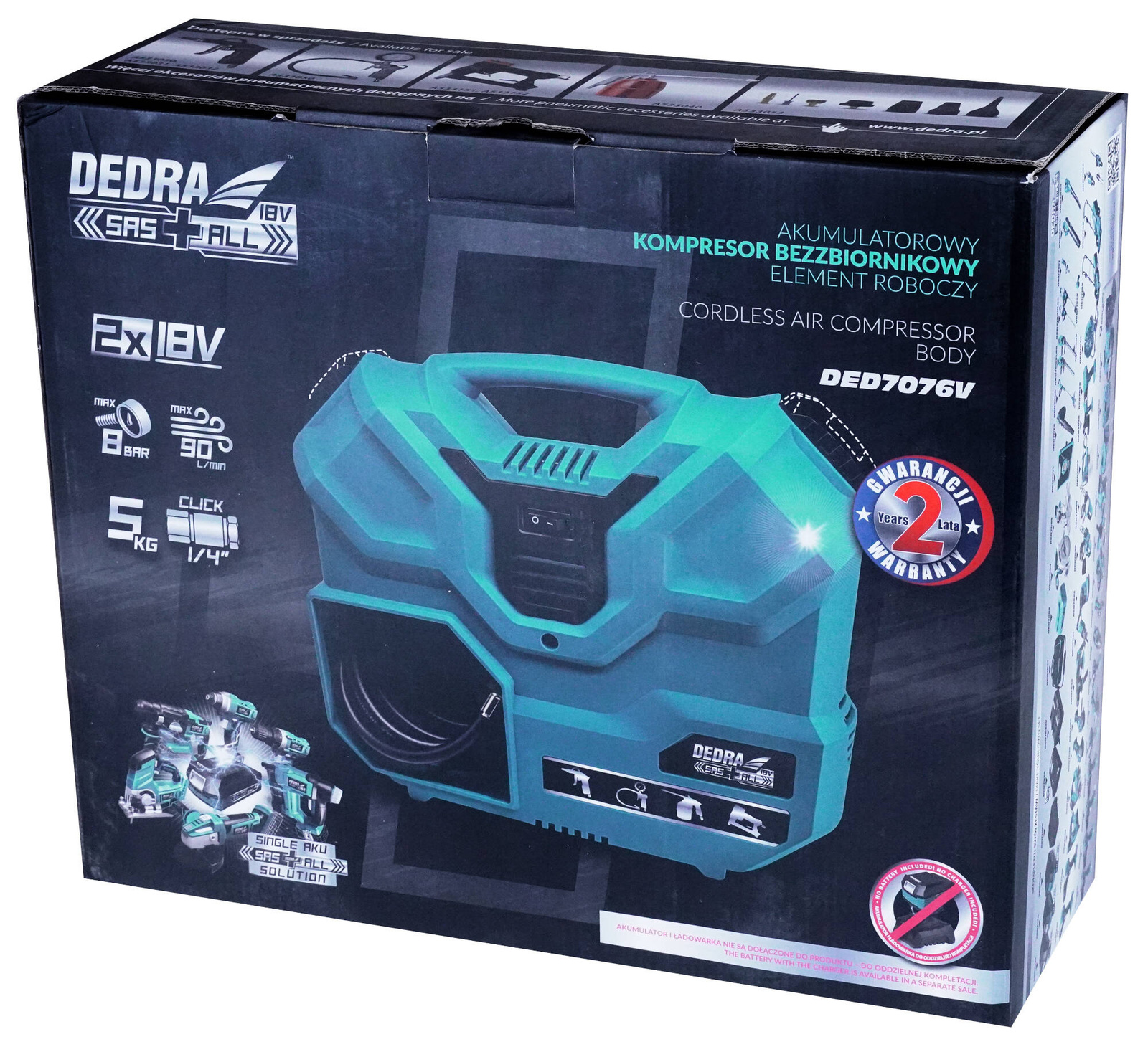 Dedra DED7076V Kompresor powietrza aku SAS+ALL