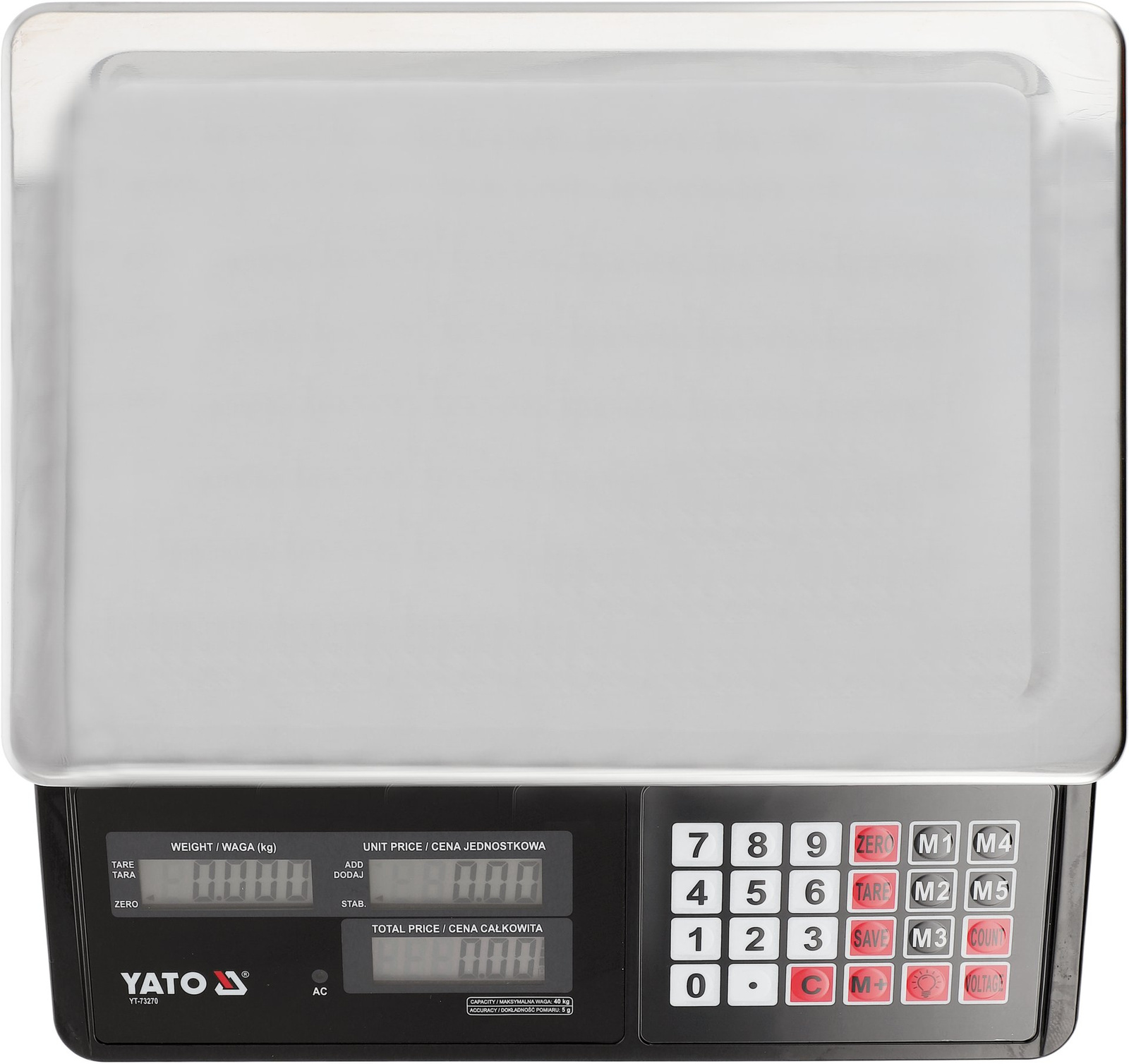 Yato YT-73270 Elektroniczna waga sklepowa magazynowa LCD 40 kg 5 g