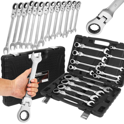 KRAFT&DELE KD11305 KLUCZE PŁASKO-OCZKOWE Z GRZECHOTKĄ ŁAMANE 13szt 8-32mm