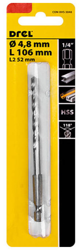 DREL CON-XHS-3048 Wiertło do metalu 4,8 mm HEX