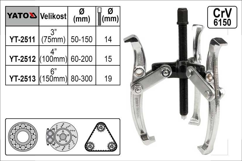 YATO YT-2512 ŚCIĄGACZ TRÓJRAMIENNY 100 MM