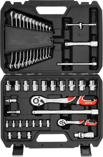 Yato YT-38742 Zestaw narzędziowy klucze nasadki walizka narzędziowa 1/4"