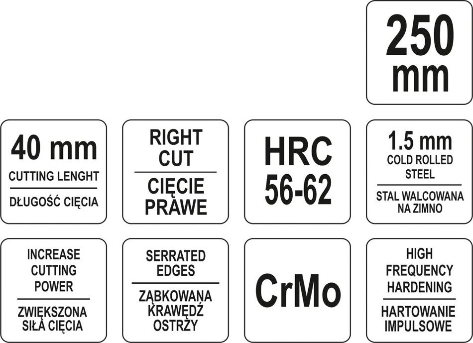 Yato YT-1961 Nożyce do cięcia blachy, prawe 250 mm