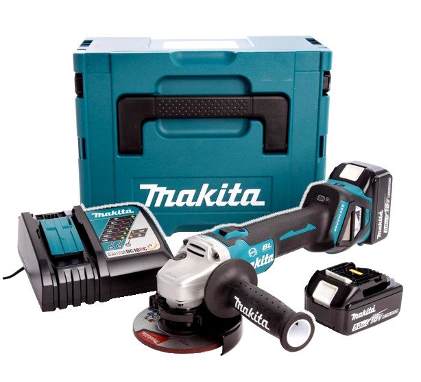 Makita DGA513RTJ Szlifierka kątowa aku 18V 2x5,0Ah