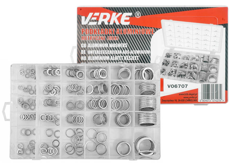 Verke V06707 Podkładki aluminiowe metryczne 300szt