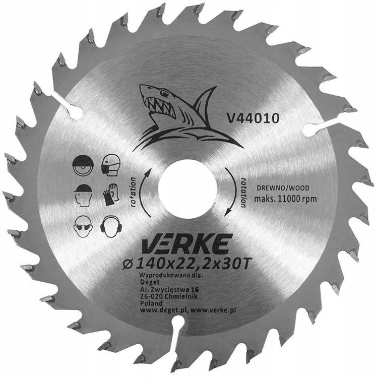 Verke V44010 Tarcza widiowa 140 mm 30T 22.2mm