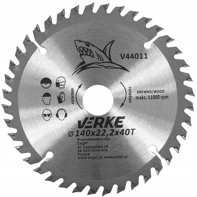 Verke V44011 Tarcza widiowa 140 mm 40T 22.2mm