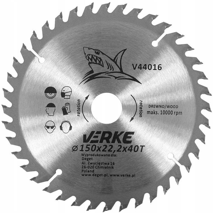 Verke V44016 Tarcza widiowa 150 mm 40T 22.2mm