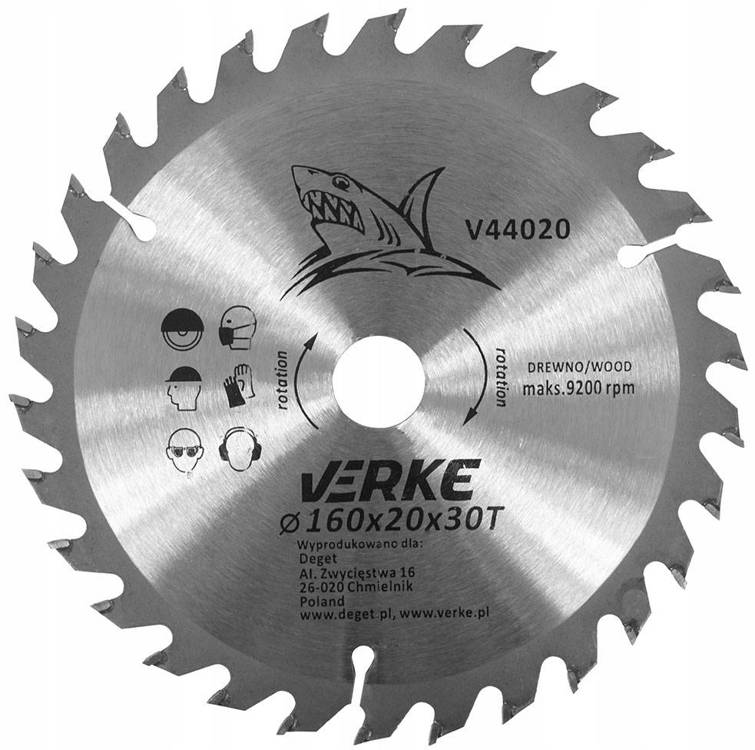 Verke V44020 Tarcza widiowa 160 mm 30T 20mm