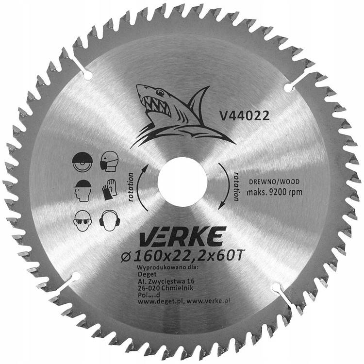 Verke V44022 Tarcza widiowa 160 mm 60T 22,2mm