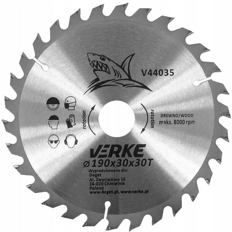 Verke V44035 Tarcza widiowa 190mm 30T 30mm