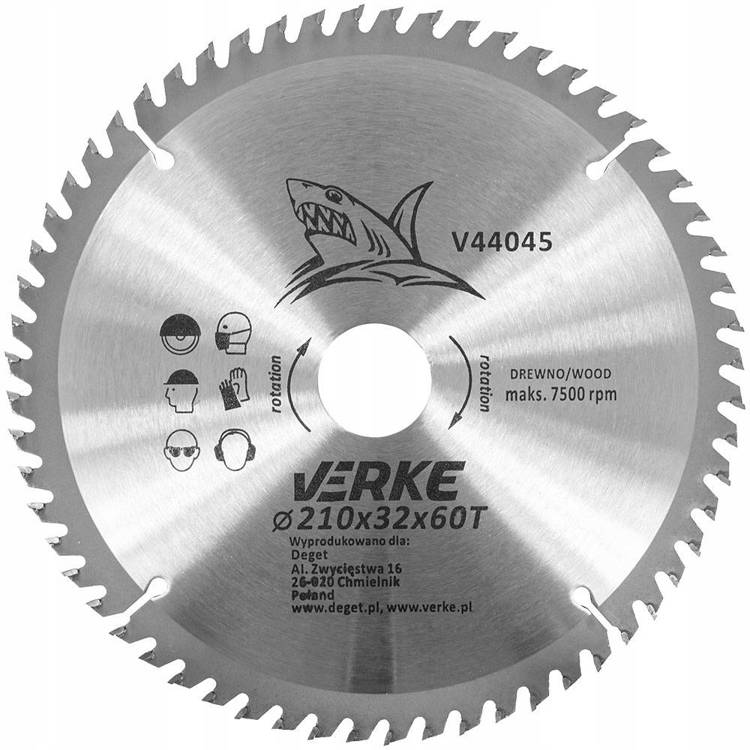 Verke V44045 Tarcza widiowa 210mm 60T 32mm