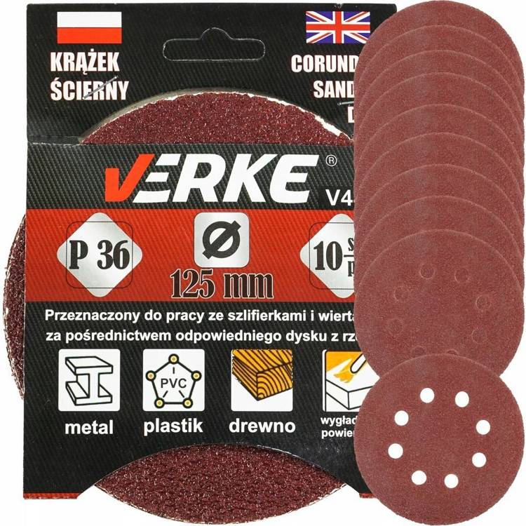 Verke V44170 Krążek ścierny 125mm P36 10szt. 