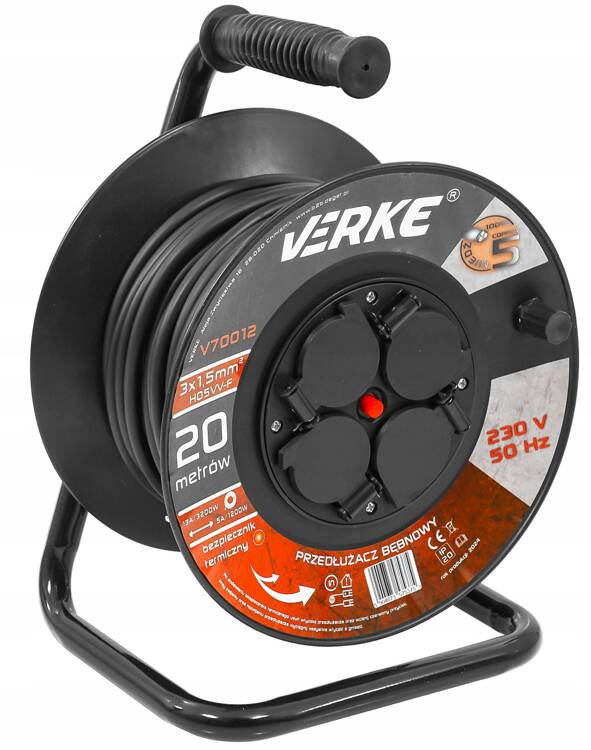 Verke V70012 Przedłużacz bębnowy 3x1,5mm 20m 