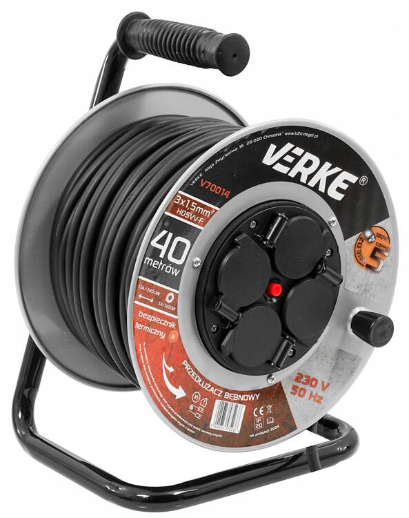 Verke V70014 Przedłużacz bębnowy 3x1,5mm 40m 