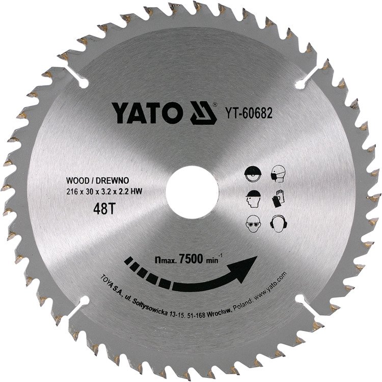 YATO YT-60682 PIŁA TARCZOWA 216X30MM Z 48