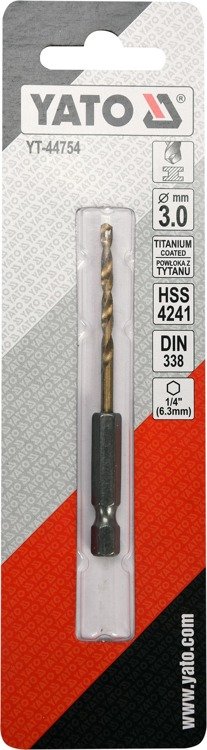 Yato YT-44754 Wiertło do metalu HSS-TIN 3,0mm HEX