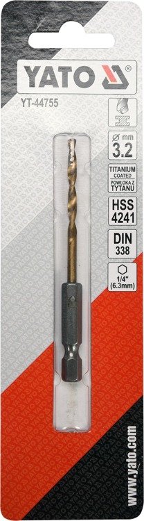 Yato YT-44755 Wiertło do metalu HSS-TIN 3,2mm HEX