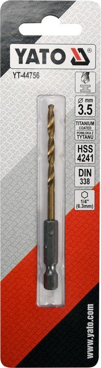 Yato YT-44756 Wiertło do metalu HSS-TIN 3,5mm HEX