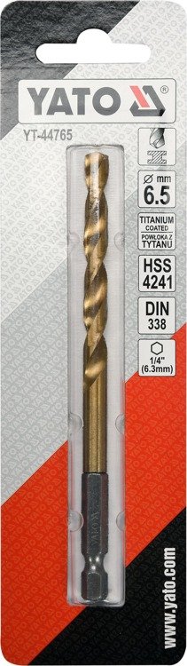 Yato YT-44765 Wiertło do metalu HSS-TIN 6,5mm HEX