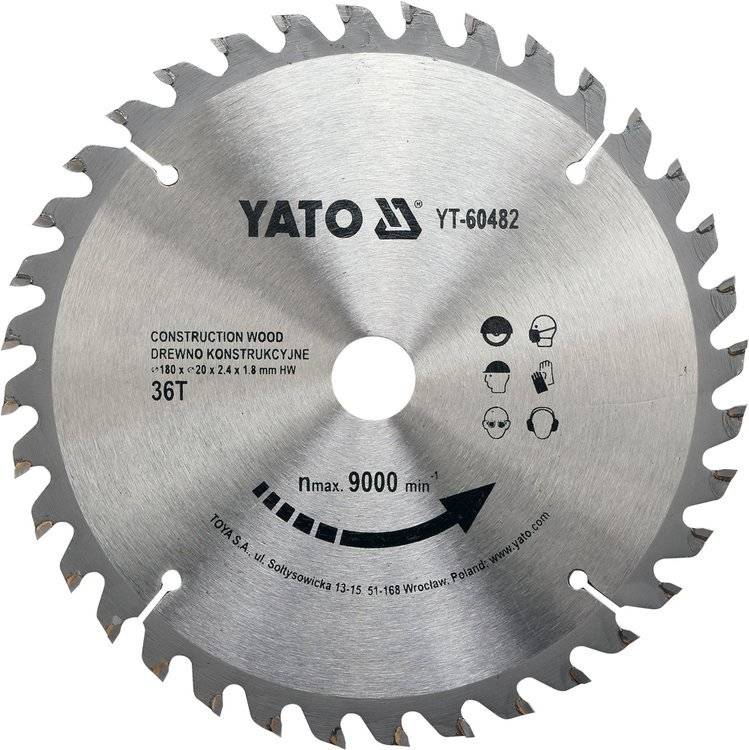 Yato YT-60482 Tarcza widiowa do drewna 180 mm 36 T